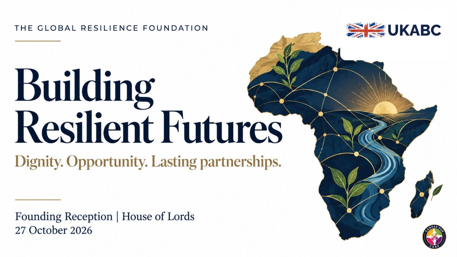 The Global Resilience Foundation: Building Resilient Futures, with the official UKABC logo
